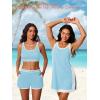 imageSummer Mae 3Piece Tankini Swimsuits for Women CoverUp with Adjustable Bathing Suit Top and Tummy Control Swim ShortsBaby Blue