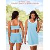 imageSummer Mae 3Piece Tankini Swimsuits for Women CoverUp with Adjustable Bathing Suit Top and Tummy Control Swim ShortsBaby Blue