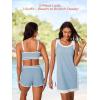 imageSummer Mae 3Piece Tankini Swimsuits for Women CoverUp with Adjustable Bathing Suit Top and Tummy Control Swim ShortsLight Gray