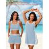 imageSummer Mae 3Piece Tankini Swimsuits for Women CoverUp with Adjustable Bathing Suit Top and Tummy Control Swim ShortsLight Gray