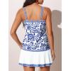 imageSummer Mae Womens Tankini Swimsuits with Skirt Two Piece Tummy Control Bathing Suits Printed Swimdress SwimwearBlue Floral