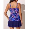imageSummer Mae Womens Tankini Swimsuits with Skirt Two Piece Tummy Control Bathing Suits Printed Swimdress SwimwearPurple Leaf Shadows