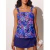 imageSummer Mae Womens Tankini Swimsuits with Skirt Two Piece Tummy Control Bathing Suits Printed Swimdress SwimwearPurple Leaf Shadows