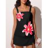 imageSummer Mae Womens Tankini Swimsuits with Skirt Two Piece Tummy Control Bathing Suits Printed Swimdress SwimwearRed Lily Blossom