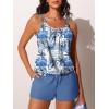 imageSummer Mae Blouson Tankini Swimsuits for Women Two Piece Tummy Control Bathing Suits Modest Swimwear with Sporty Shorts 2025Blue Patching Coconut Tree