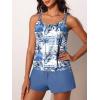 imageSummer Mae Blouson Tankini Swimsuits for Women Two Piece Tummy Control Bathing Suits Modest Swimwear with Sporty Shorts 2025Blue Patching Coconut Tree