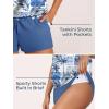 imageSummer Mae Blouson Tankini Swimsuits for Women Two Piece Tummy Control Bathing Suits Modest Swimwear with Sporty Shorts 2025Blue Patching Coconut Tree
