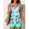 imageSummer Mae Womens Tankini Swimsuits with Shorts Ruffled Tummy Control Bathing Suits Modest 2025 SwimwearGreen Sevenpetal Flower