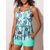 imageSummer Mae Womens Tankini Swimsuits with Shorts Ruffled Tummy Control Bathing Suits Modest 2025 SwimwearGreen Sevenpetal Flower