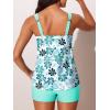 imageSummer Mae Womens Tankini Swimsuits with Shorts Ruffled Tummy Control Bathing Suits Modest 2025 SwimwearGreen Sevenpetal Flower