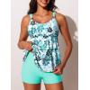 imageSummer Mae Womens Tankini Swimsuits with Shorts Ruffled Tummy Control Bathing Suits Modest 2025 SwimwearGreen Sevenpetal Flower