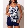 imageSummer Mae Womens Tankini Swimsuits with Shorts Ruffled Tummy Control Bathing Suits Modest 2025 SwimwearMonstera Leaf Silhouette