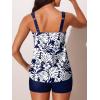 imageSummer Mae Womens Tankini Swimsuits with Shorts Ruffled Tummy Control Bathing Suits Modest 2025 SwimwearMonstera Leaf Silhouette