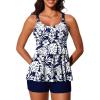 imageSummer Mae Womens Tankini Swimsuits with Shorts Ruffled Tummy Control Bathing Suits Modest 2025 SwimwearMonstera Leaf Silhouette