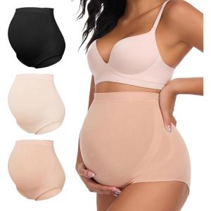 imageSummer Mae Maternity Underwear Soft Breathable HighWaist Pregnancy Seamless Over Bump Panties for WomenBlack skin white3 Pc