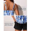 imageSummer Mae Blouson Womens Tankini Swimsuits Modest Tummy Coverage Bathing Suits Swim Shorts with PocketsAbstract Ink Blue