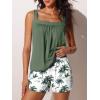 imageSummer Mae Blouson Womens Tankini Swimsuits Modest Tummy Coverage Bathing Suits Swim Shorts with PocketsGreen Shadow