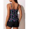 imageSummer Mae Blouson Womens Tankini Swimsuits Modest Tummy Coverage Bathing Suits Swim Shorts with PocketsIridescent Leaf