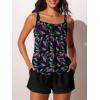 imageSummer Mae Blouson Womens Tankini Swimsuits Modest Tummy Coverage Bathing Suits Swim Shorts with PocketsIridescent Leaf