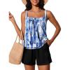 imageSummer Mae Blouson Womens Tankini Swimsuits Modest Tummy Coverage Bathing Suits Swim Shorts with PocketsAbstract Ink Blue