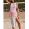 imageSummer Mae Maternity Womens Crochet Swimsuit Cover Up Sleeveless Hollow Knit Bikini Bathing Suit Beach DressBlack