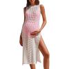 imageSummer Mae Maternity Womens Crochet Swimsuit Cover Up Sleeveless Hollow Knit Bikini Bathing Suit Beach DressBlack