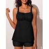 imageSummer Mae Modest Tankini Swimsutis for Women Two Piece Tummy Control Bathing Suits Ruched Front Tank Top Swim Suits 2026Black