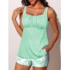 imageSummer Mae Modest Tankini Swimsutis for Women Two Piece Tummy Control Bathing Suits Ruched Front Tank Top Swim Suits 2026Cyan Floral Print