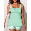 imageSummer Mae Modest Tankini Swimsutis for Women Two Piece Tummy Control Bathing Suits Ruched Front Tank Top Swim Suits 2026Cyan Floral Print
