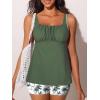 imageSummer Mae Modest Tankini Swimsutis for Women Two Piece Tummy Control Bathing Suits Ruched Front Tank Top Swim Suits 2026Green Shadow