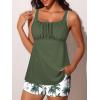 imageSummer Mae Modest Tankini Swimsutis for Women Two Piece Tummy Control Bathing Suits Ruched Front Tank Top Swim Suits 2026Green Shadow