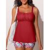 imageSummer Mae Modest Tankini Swimsutis for Women Two Piece Tummy Control Bathing Suits Ruched Front Tank Top Swim Suits 2026Red Paisley