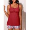 imageSummer Mae Modest Tankini Swimsutis for Women Two Piece Tummy Control Bathing Suits Ruched Front Tank Top Swim Suits 2026Red Paisley