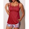 imageSummer Mae Modest Tankini Swimsutis for Women Two Piece Tummy Control Bathing Suits Ruched Front Tank Top Swim Suits 2026Red Paisley