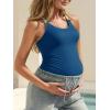imageSummer Mae Maternity One Piece Swimsuit Triple Colorful Straps Bathing Suit Scalloped Trim High Waist Pregnancy SwimwearBlue Black