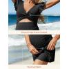 imageSummer Mae Ribbed Maternity One Piece Swimsuit Dress Cutout Bathing Suit with Builtin Pocket Short Swimwear Tie Knot SkirtBlack