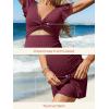 imageSummer Mae Ribbed Maternity One Piece Swimsuit Dress Cutout Bathing Suit with Builtin Pocket Short Swimwear Tie Knot SkirtDeep Red
