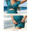 imageSummer Mae Ribbed Maternity One Piece Swimsuit Dress Cutout Bathing Suit with Builtin Pocket Short Swimwear Tie Knot SkirtNavy Blue