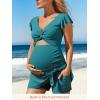 imageSummer Mae Ribbed Maternity One Piece Swimsuit Dress Cutout Bathing Suit with Builtin Pocket Short Swimwear Tie Knot SkirtNavy Blue