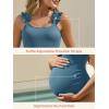 imageSummer Mae Ribbed Maternity One Piece Swimsuit Ruffle Wood Ears Bathing Suit Scoop Neck Pregnancy SwimwearBlue