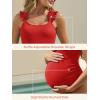 imageSummer Mae Ribbed Maternity One Piece Swimsuit Ruffle Wood Ears Bathing Suit Scoop Neck Pregnancy SwimwearRed