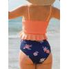 imageSummer Mae Maternity High Waist Swimsuit Ruffle Hem Bikini Bathing Suit Shirred Bandeau Two Piece Pregnancy SwimwearOrange Flower