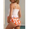 imageSummer Mae Maternity High Waist Swimsuit Ruffle Hem Bikini Bathing Suit Shirred Bandeau Two Piece Pregnancy SwimwearWhite Flower