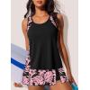 imageSummer Mae Blouson Tankini Swimsuits for Women Modest Tummy Coverage Bathing Suits with Skirt and Builtin ShortsNoir Pink Monstera