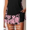 imageSummer Mae Blouson Tankini Swimsuits for Women Modest Tummy Coverage Bathing Suits with Skirt and Builtin ShortsNoir Pink Monstera