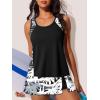 imageSummer Mae Blouson Tankini Swimsuits for Women Modest Tummy Coverage Bathing Suits with Skirt and Builtin ShortsWavy Palm