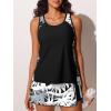 imageSummer Mae Blouson Tankini Swimsuits for Women Modest Tummy Coverage Bathing Suits with Skirt and Builtin ShortsWavy Palm