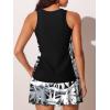 imageSummer Mae Blouson Tankini Swimsuits for Women Modest Tummy Coverage Bathing Suits with Skirt and Builtin ShortsWavy Palm