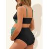 imageSummer Mae Maternity Bikini Swimsuit Color Block Two Piece Criss Cross V Neck Bathing Suit High Waist Pregnancy SwimwearGreen
