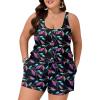 imageSummer Mae Plus Size Swim Romper One Piece Swimsuit Women Blouson Bathing Suit with Pockets 2025 Modest SwimwearFlowing Light Leaves